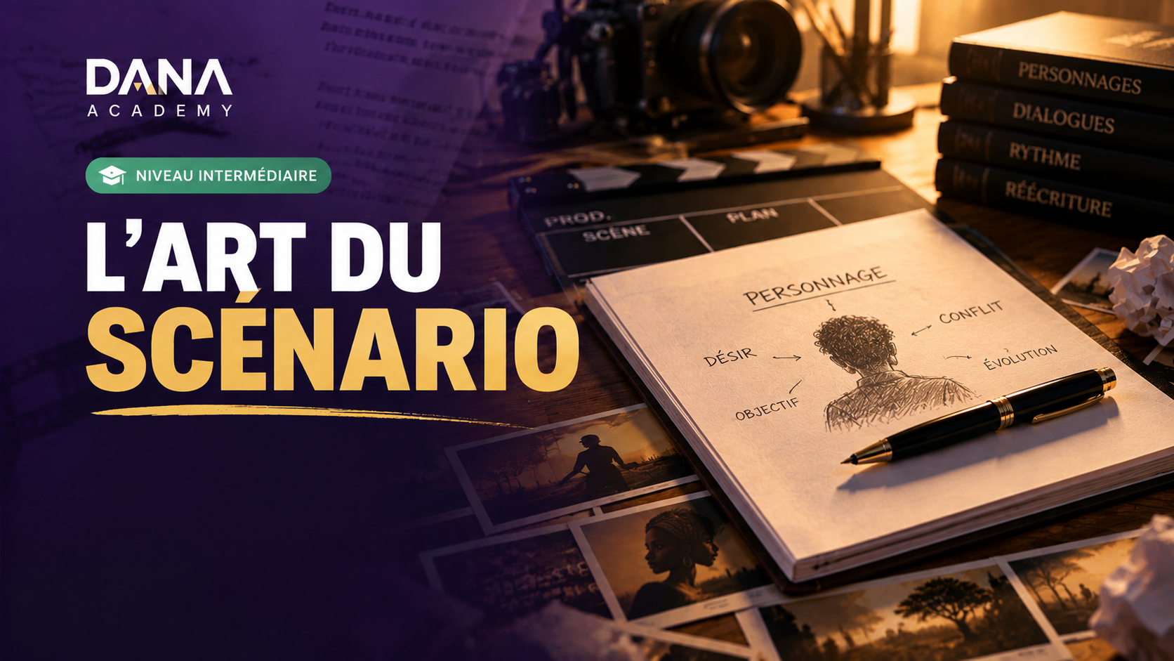 Couverture de la formation De la construction des personnages à la maîtrise de l’écriture cinématographique.